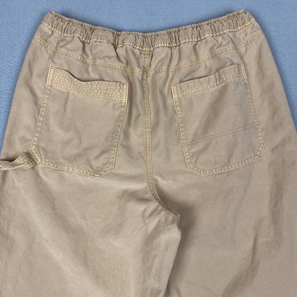 Aerie Carpenter Baggy Wide Leg Elastic Waist Utility Pants Womens Large Tan - Picture 4 of 12